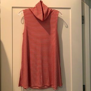 Women’s Red & White Striped Cowl neck tunic